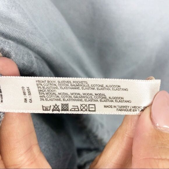 ANTHROPOLOGIE | SATURDAY SUNDAY Blue Mesh Cutouts Long Sleeve Top Women’s Size M - Picture 6 of 6